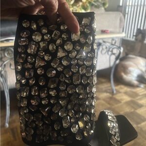 Crystal Embellished Stiletto Black Ankle Booties